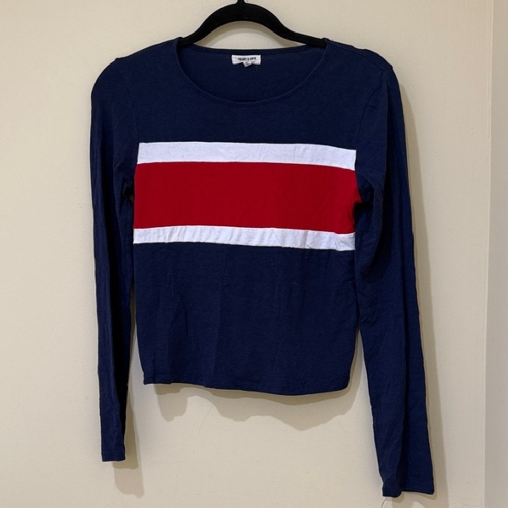 Heart Hips Navy and Red Stripe Long Sleeve Top Women’s size L / Fits medium